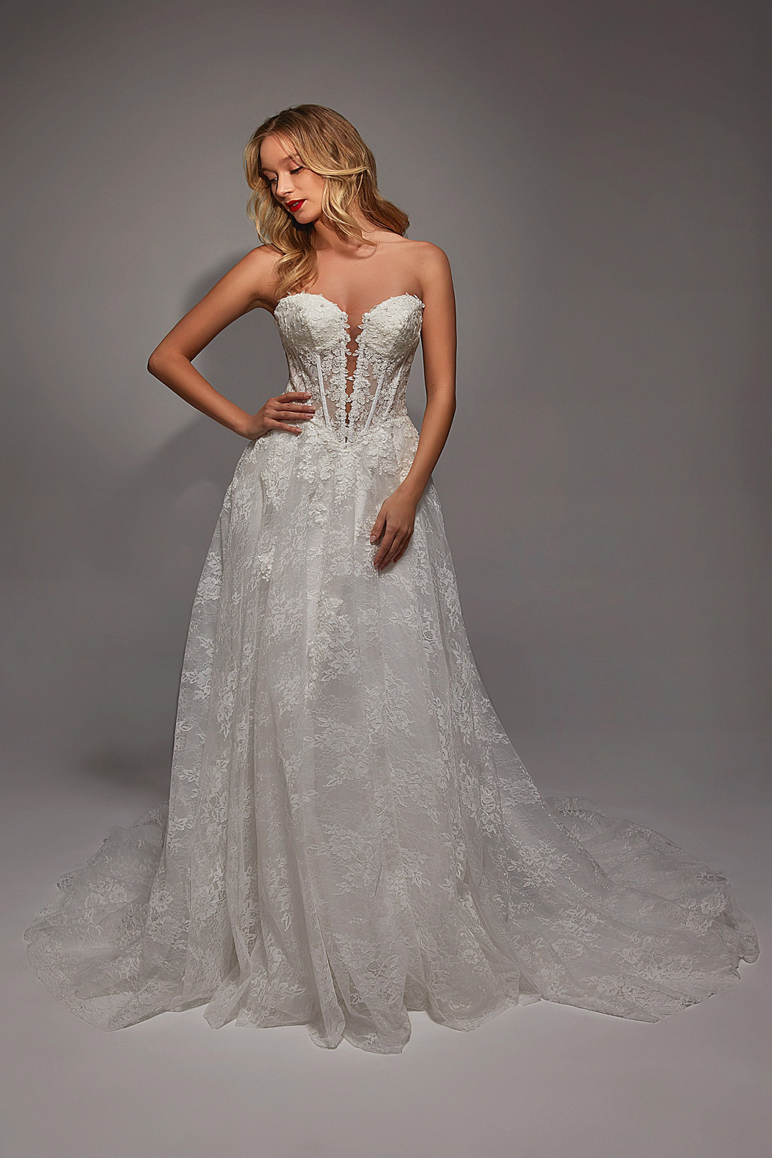 أليس 7154 – Alyce 7154 Lace Ball Gown with Sweetheart Neckline