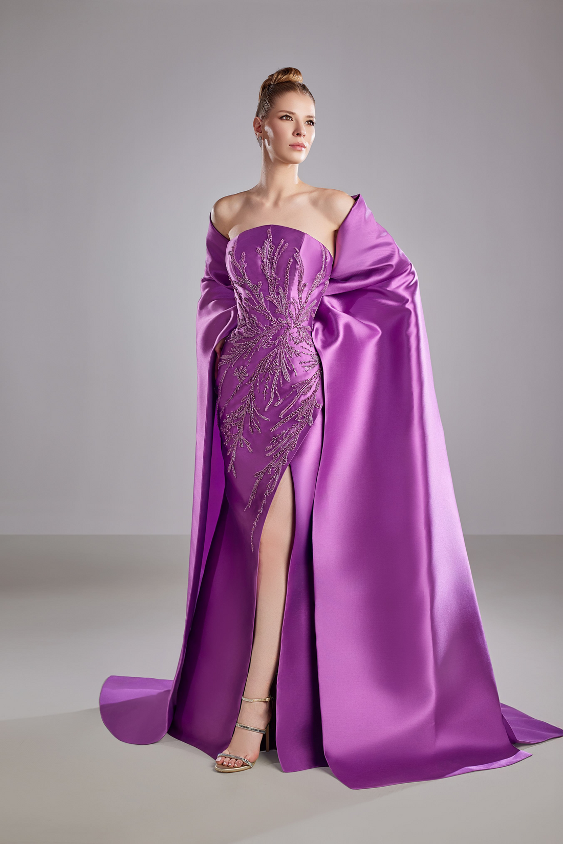 Apollo Couture SS028 – Satin Evening Gown with Beading