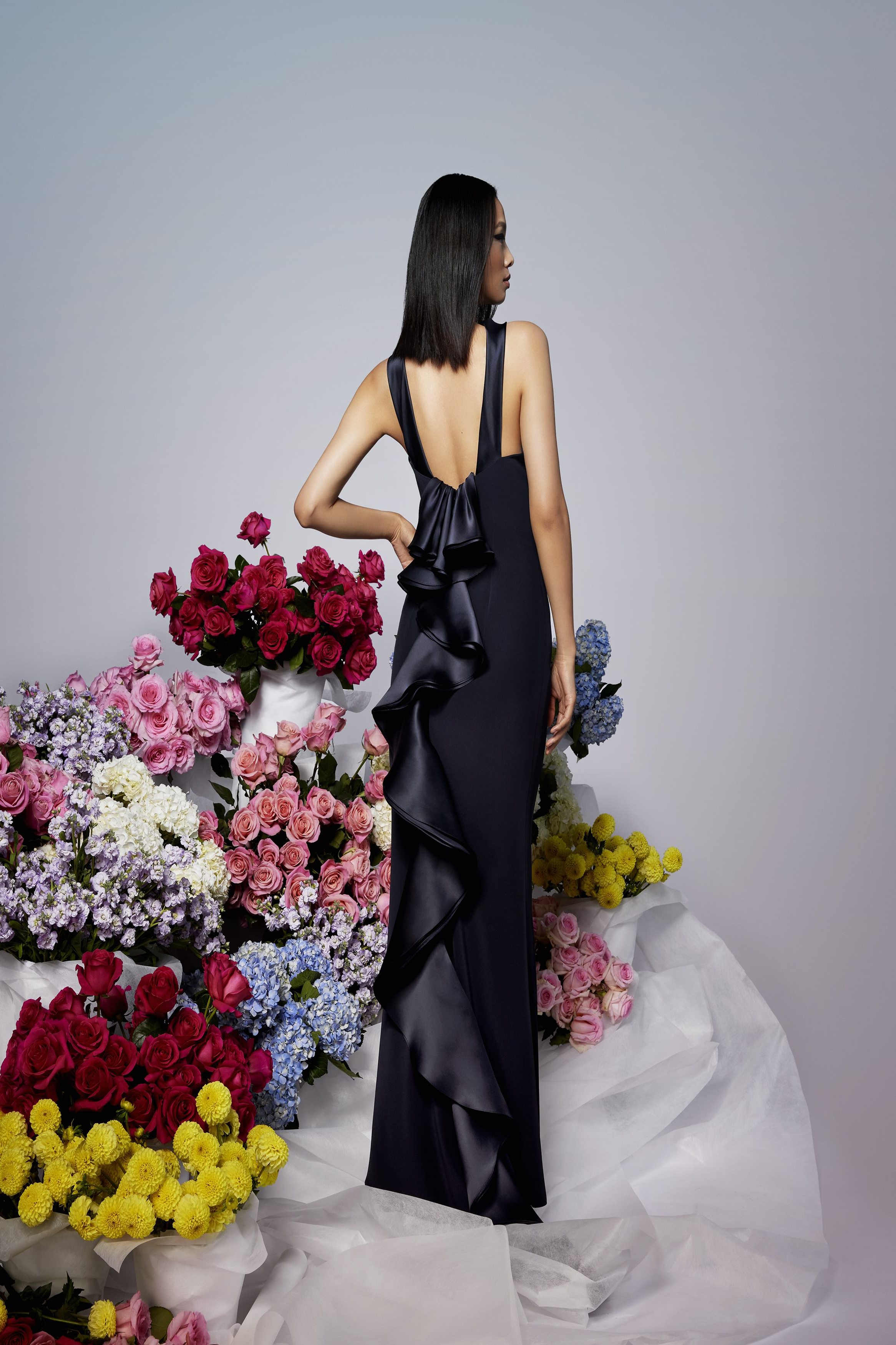 Audrey+Brooks 6602 Halter Gown - Elegant Contrast Detail Dress