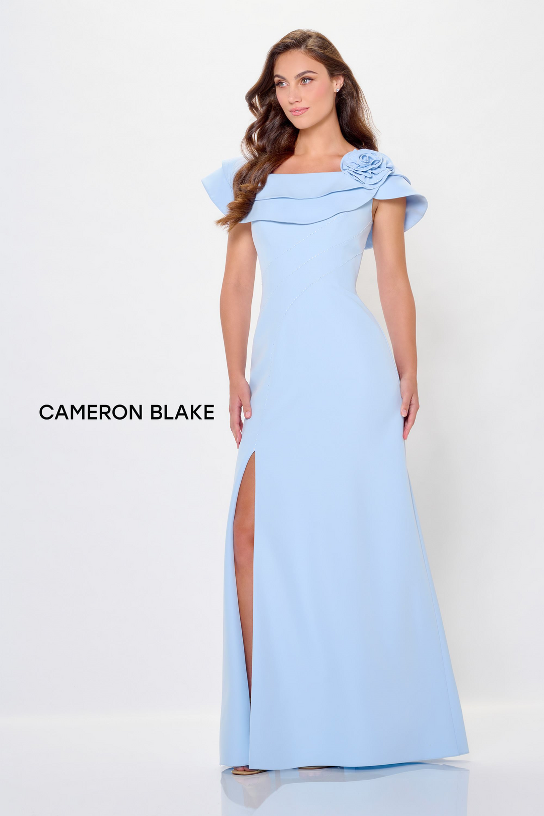 Cameron Blake CB3231: Luxurious A-Line Crepe Dress Mydressline Cameron Blake CB3231: Luxurious A-Line Crepe Dress Mydressline