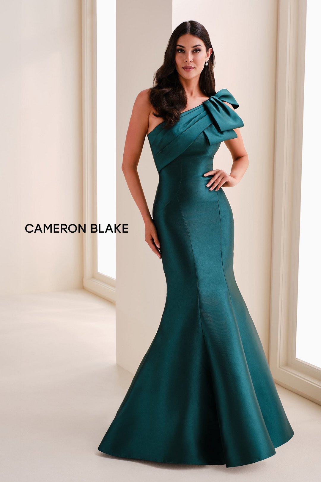 Cameron Blake CB776 Mermaid Gown with Bowknot Detail Mydressline Cameron Blake CB776 Mermaid Gown with Bowknot Detail Mydressline