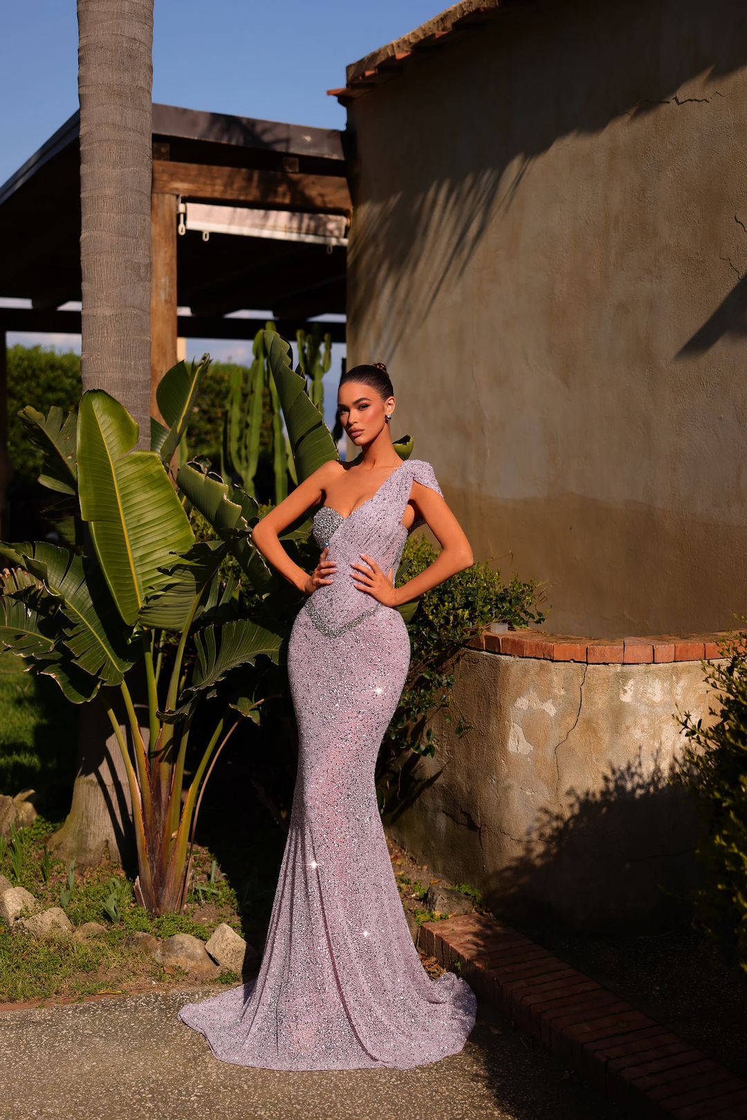 couture one shoulder dress Andrea & Leo Couture One-Shoulder Fitted Gown A1502 Sparkly Gowns