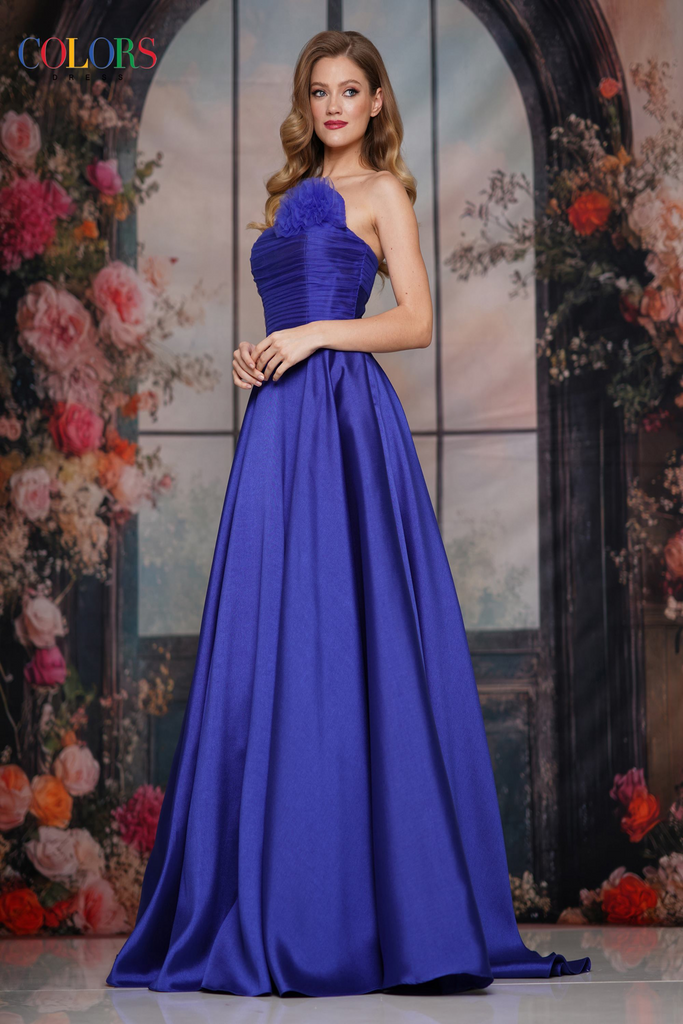 Wedding Dress With Sapphire Blue Evening Dress Blue Satin Long Prom Dress A  Line V Neck