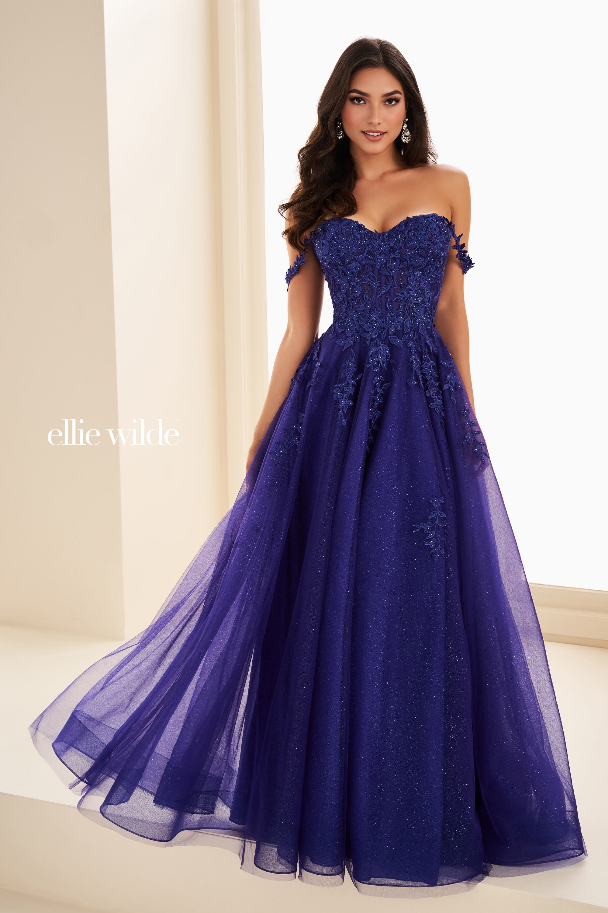 Ellie Wilde EW36083 Lace Tulle A-Line Gown – Mydressline