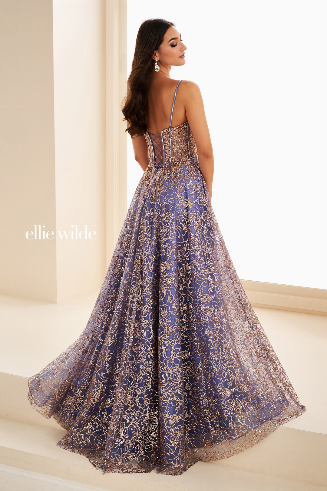 Ellie Wilde EW37205 Blue Strapless A-Line Gown Mydressline Ellie Wilde EW37205 Blue Strapless A-Line Gown Mydressline