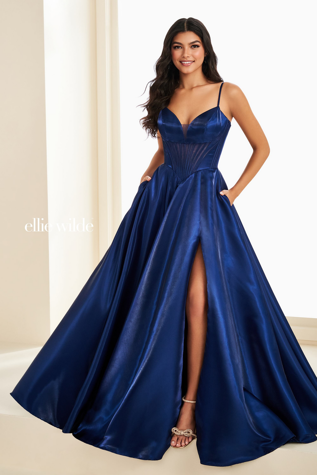 إيلي وايلد EW37226 – EW37226 Satin Evening Gown with Slit