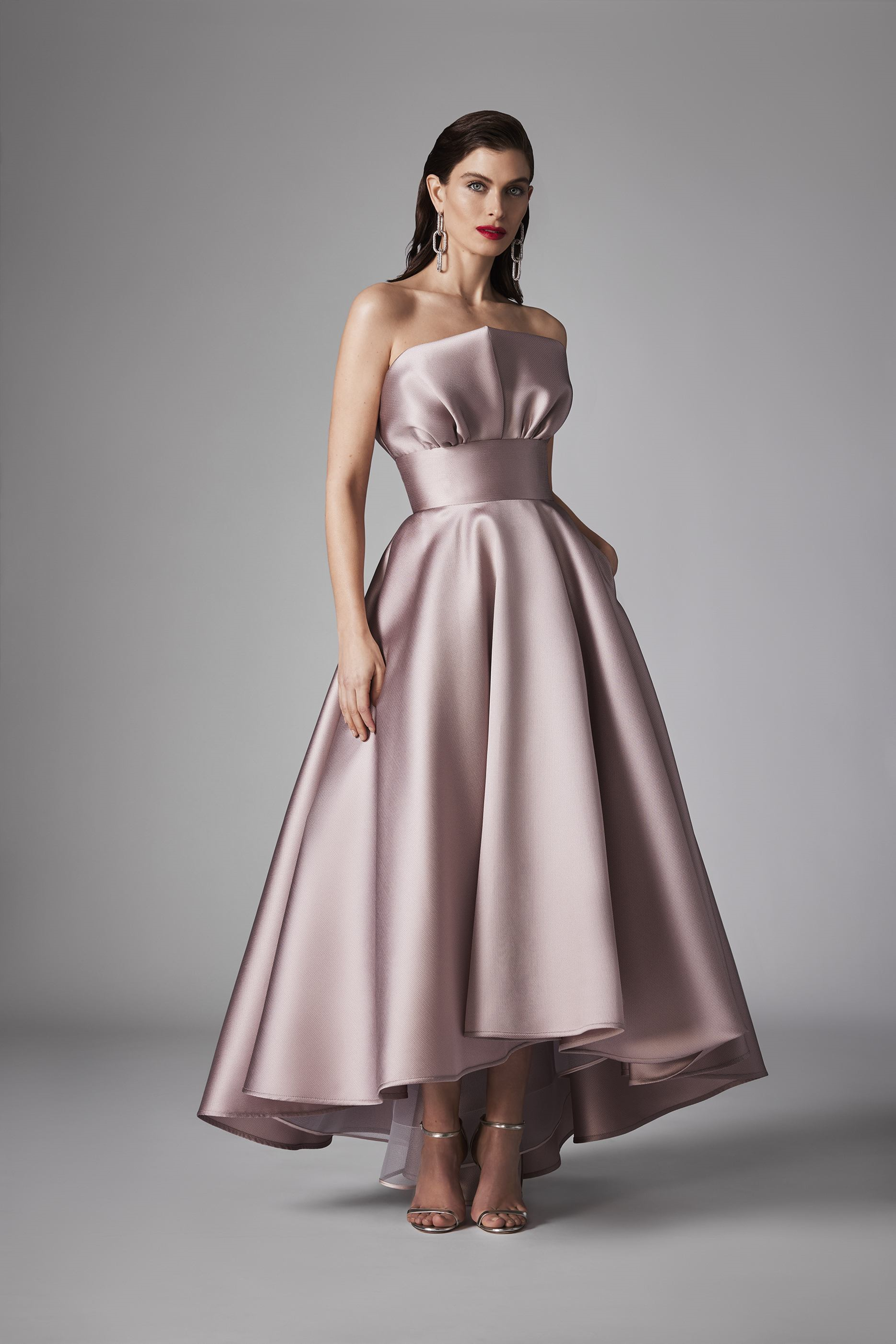 Frascara 4528 Strapless High Low Gown with Draped Bodice – Mydressline