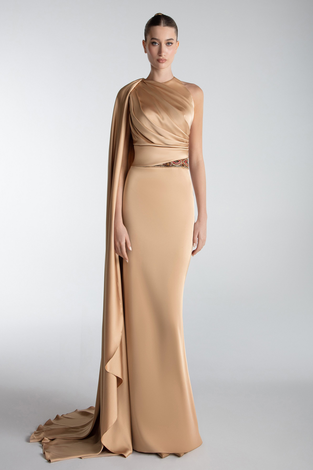 جاتي نولي OP-7735 – OP-7735: Luxurious Draped Column Dress