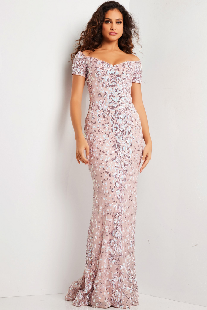 green emerald velvet dress Long Prom Dress: Jovani D5720 Nude/Pink / 0 main image 0