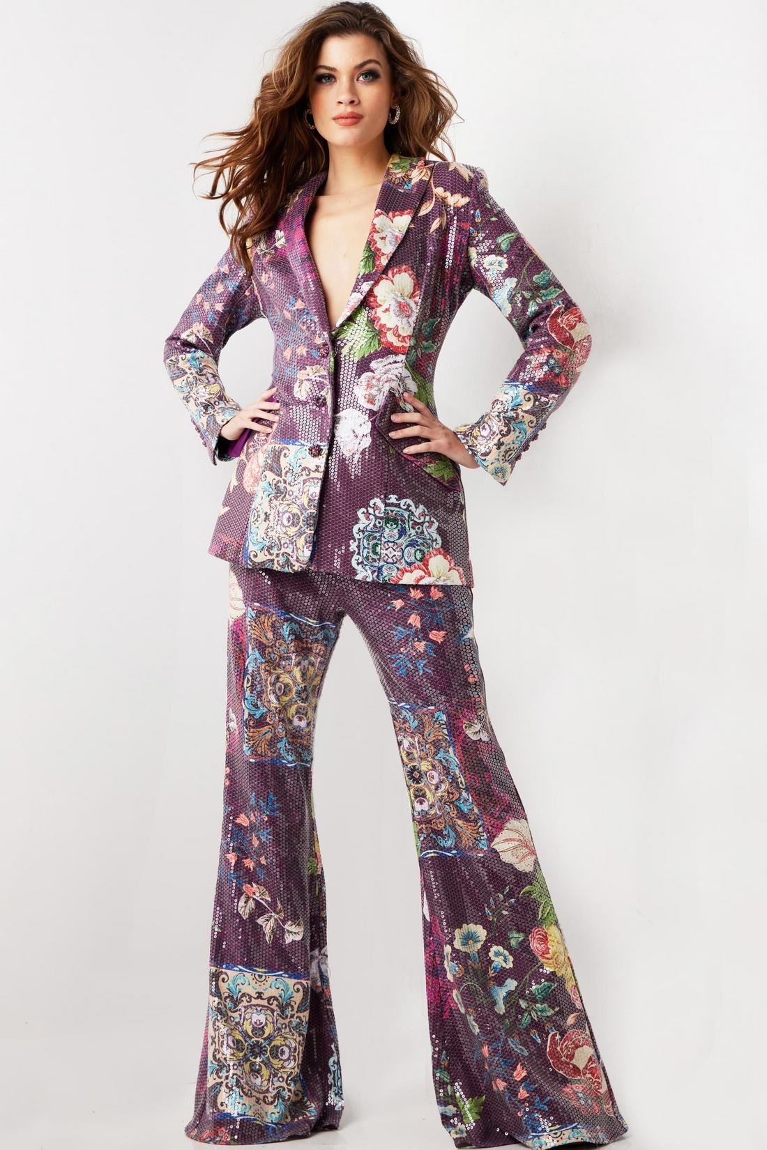 Jovani 26034 – Elegant Floral Suit - Luxe Fashion