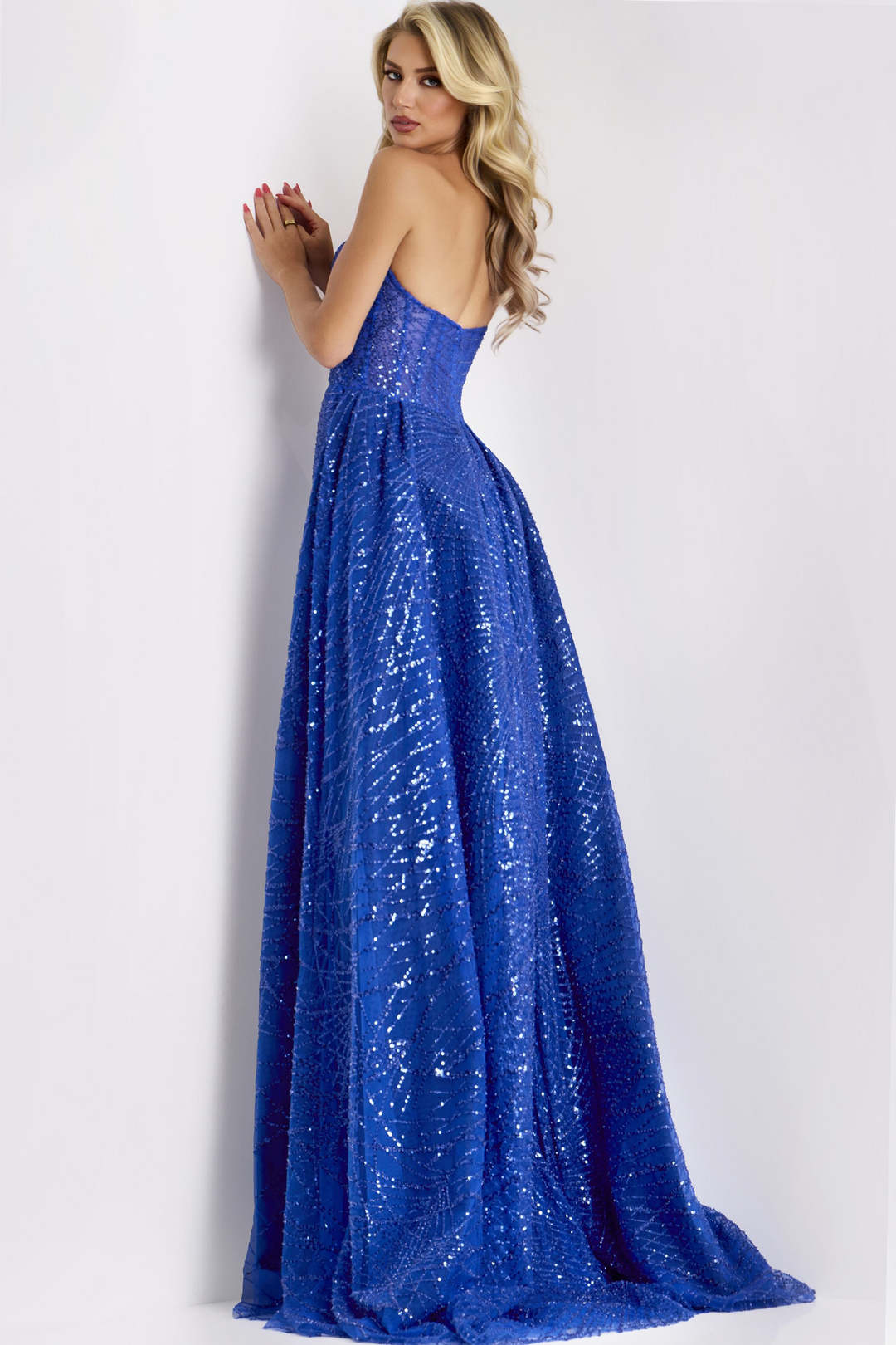 jovani royal blue dress Strapless High Slit Evening Gown 23947 Step into the spotlight with the Jovani 39029 Jovani 39029