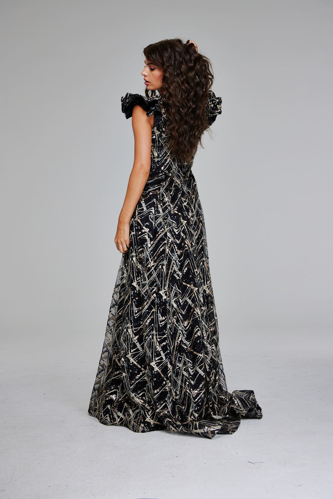 jovani black gold dress Black Gown with Gold Embroidered Appliqu 45604