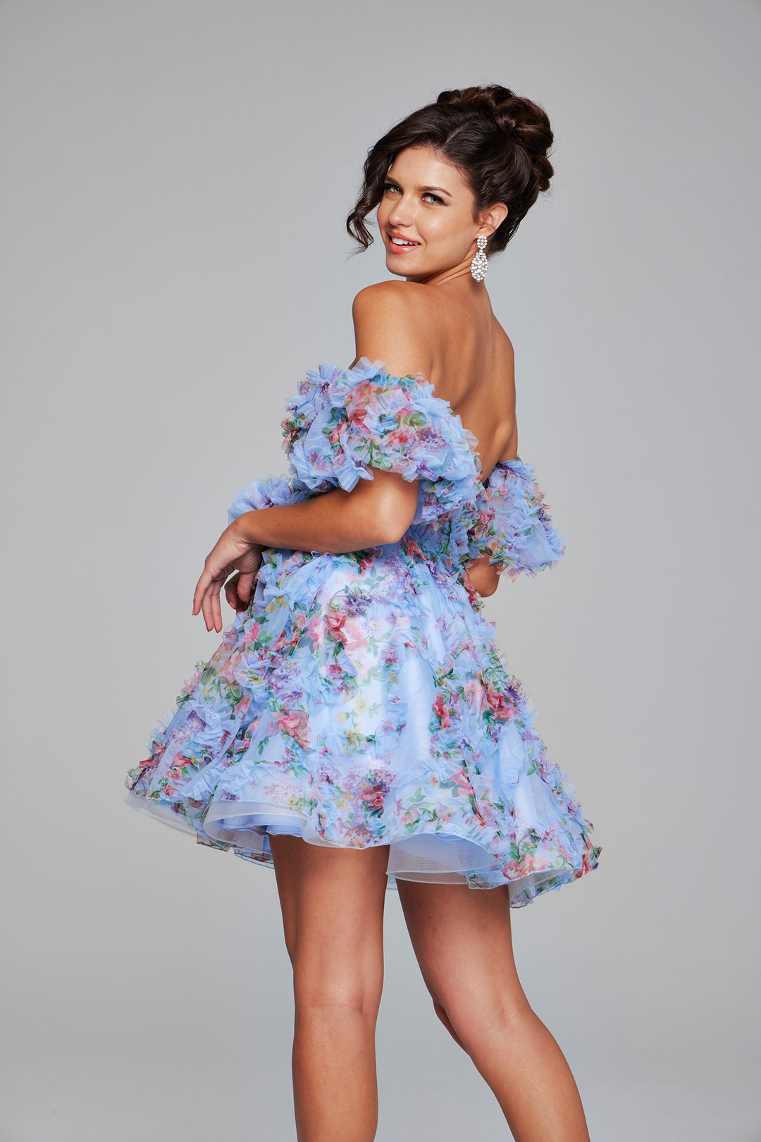 Jovani 42573 Off-Shoulder Mini Dress with Ruffles Mydressline Jovani 42573 Off-Shoulder Mini Dress with Ruffles Mydressline