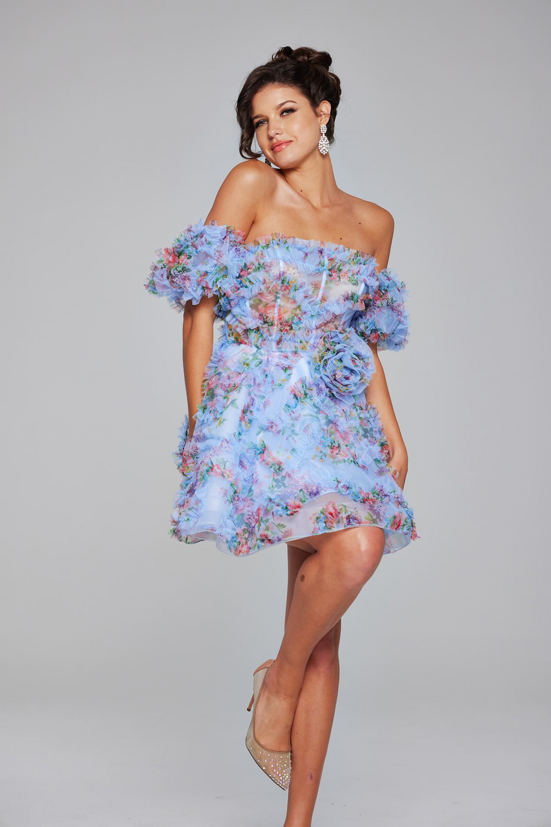 Jovani 42573 Off-Shoulder Mini Dress with Ruffles Mydressline Jovani 42573 Off-Shoulder Mini Dress with Ruffles Mydressline