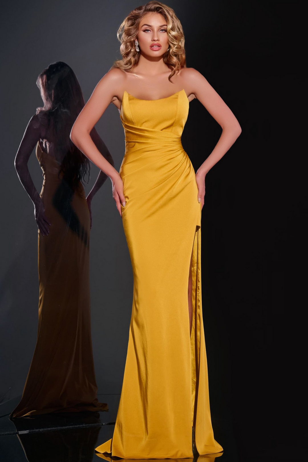 elegant gold bridesmaid dresses Jovani 42765