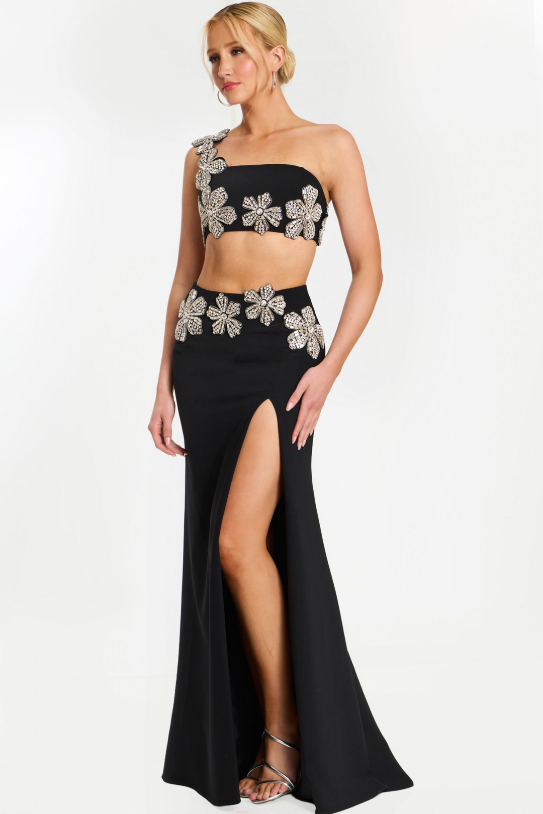 jovani black beaded dress Black Beaded Off the Shoulder Dress 23920
