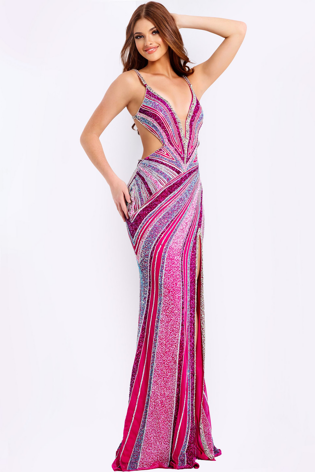 Jovani 46206 Mermaid Sequin Gown - Glamorous Elegance Mydressline Jovani 46206 Mermaid Sequin Gown - Glamorous Elegance Mydressline