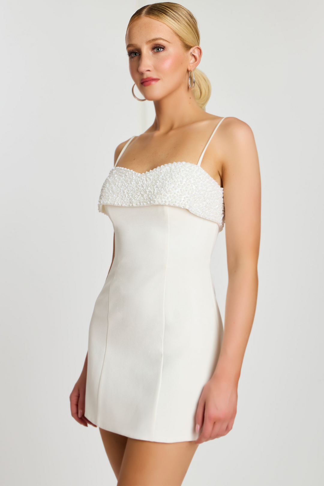ivory beaded cocktail dress Lara Dresses 51211 Short Floral Beaded Cocktail Dress