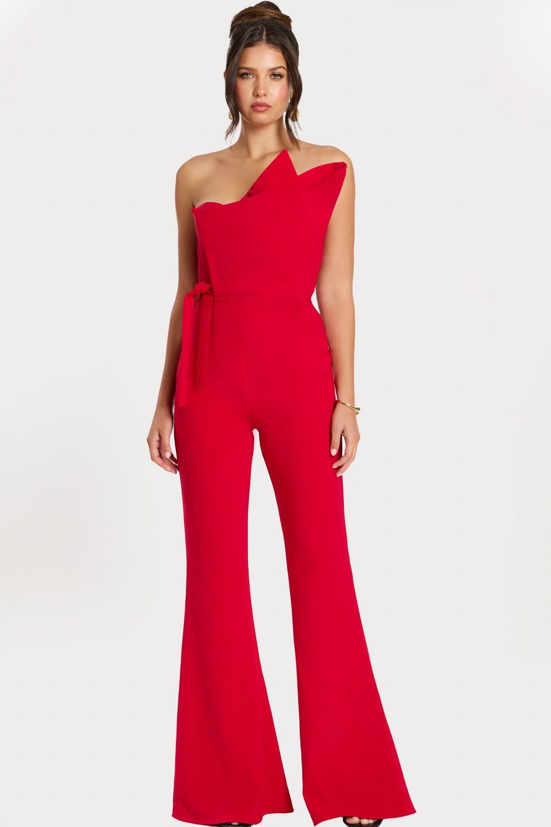 jovani red one shoulder dress Velvet Fitted One Shoulder Slit Gown by Jovani 37341 10 / Burgundy