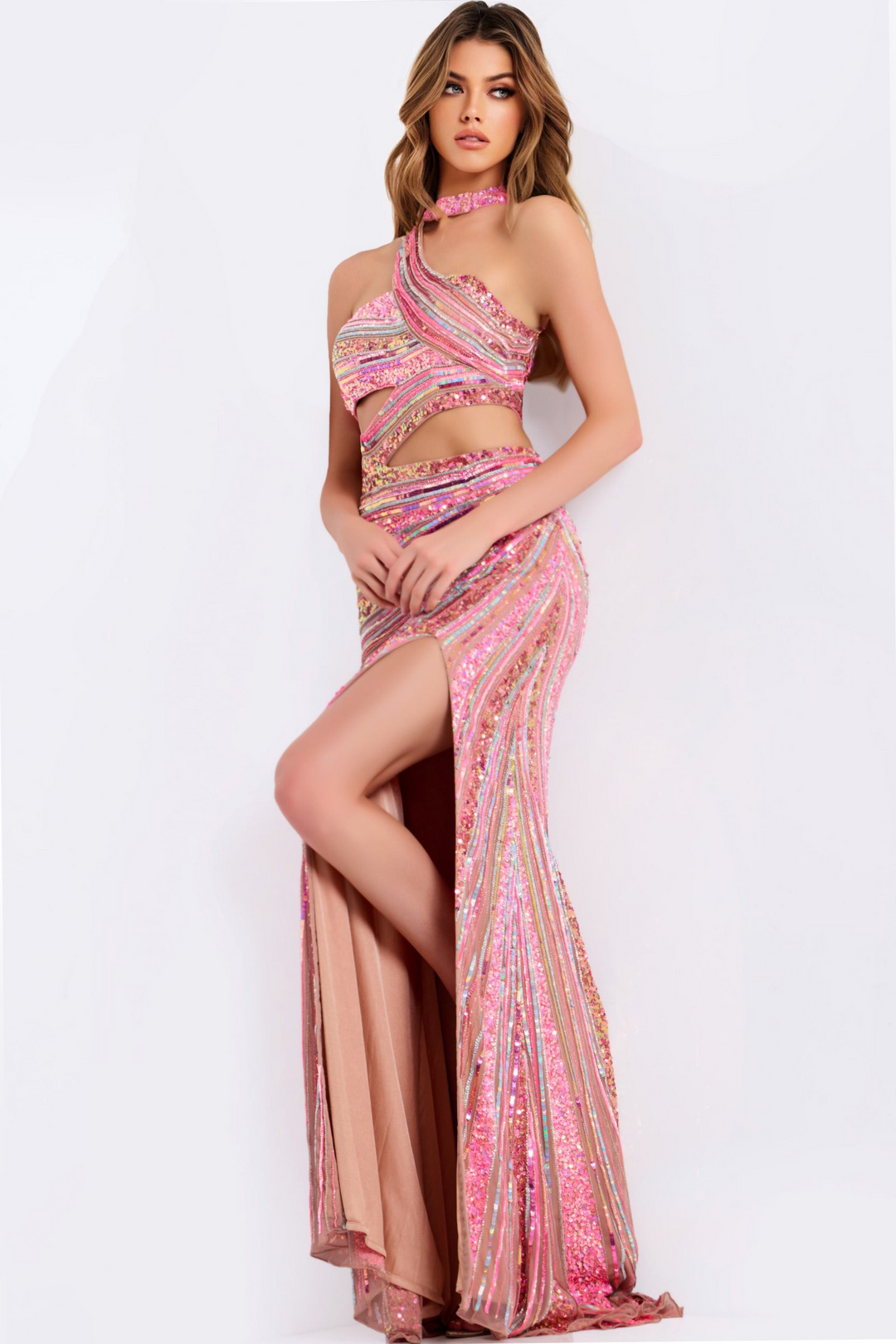 jovani pink one shoulder dress Jovani 23627 Hot Pink One Shoulder Cut Out Dress