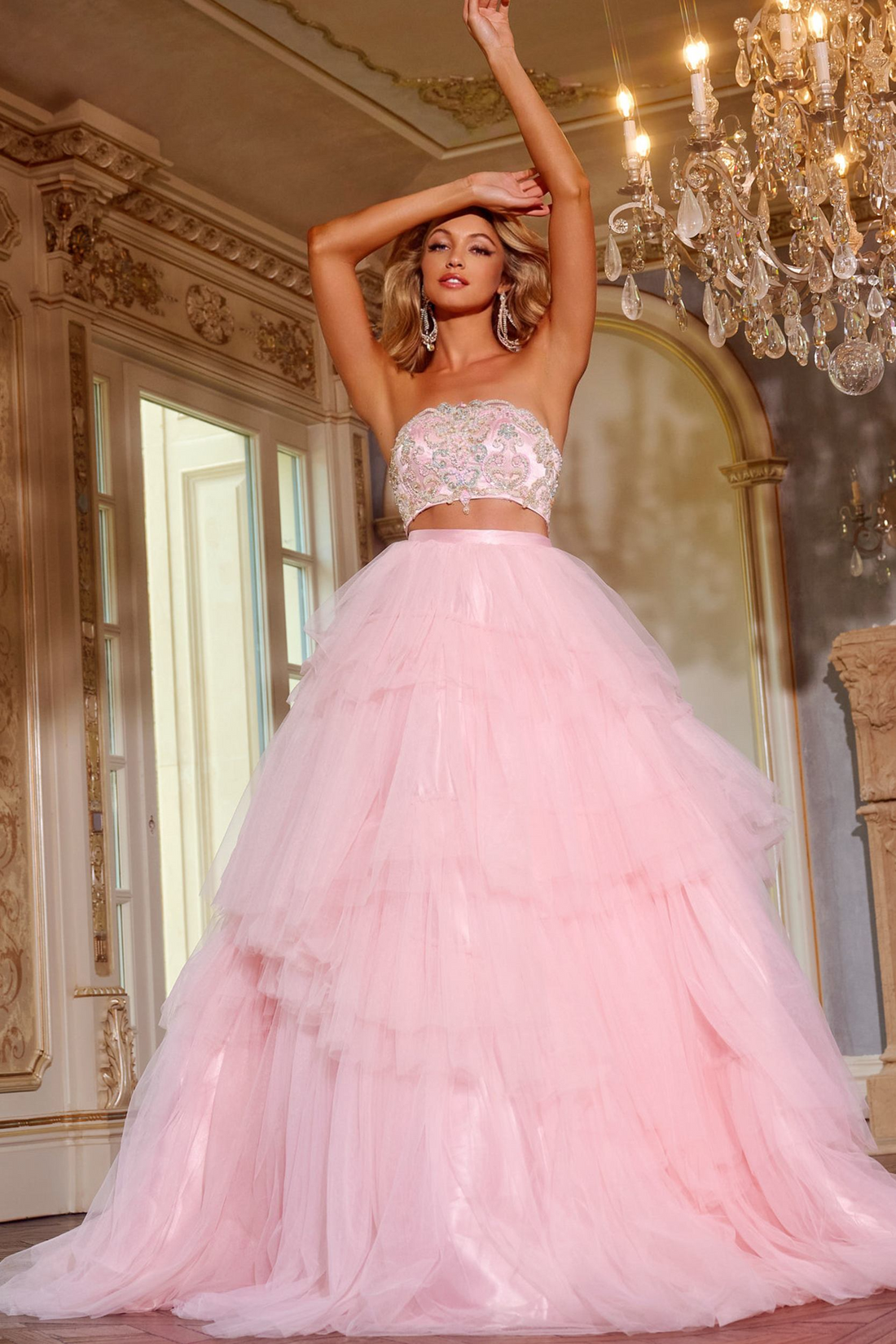 Jovani D5112 – Elegant Pink Tulle Gown for Events