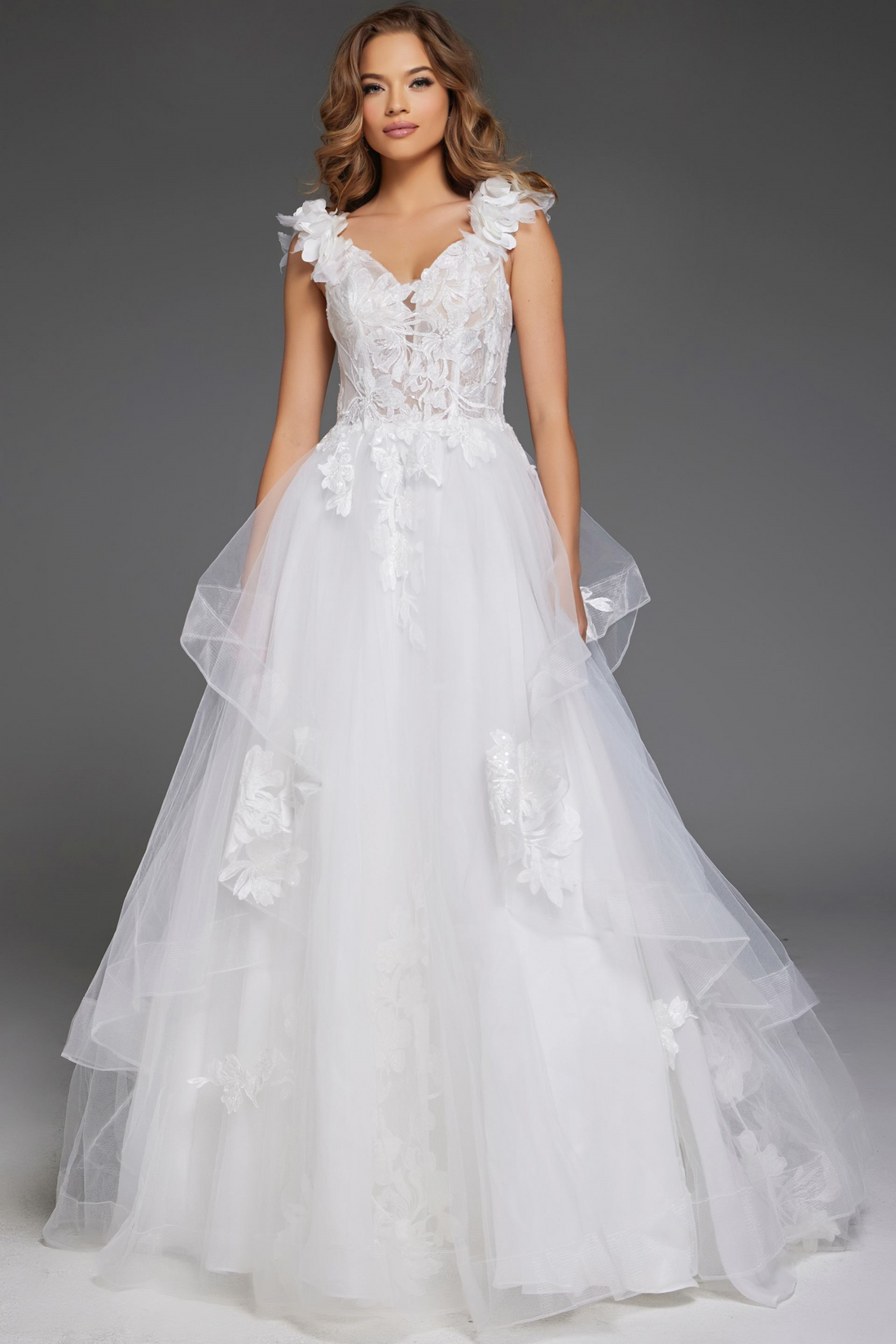 Jovani JB43314 – Elegant Tulle Floral Gown