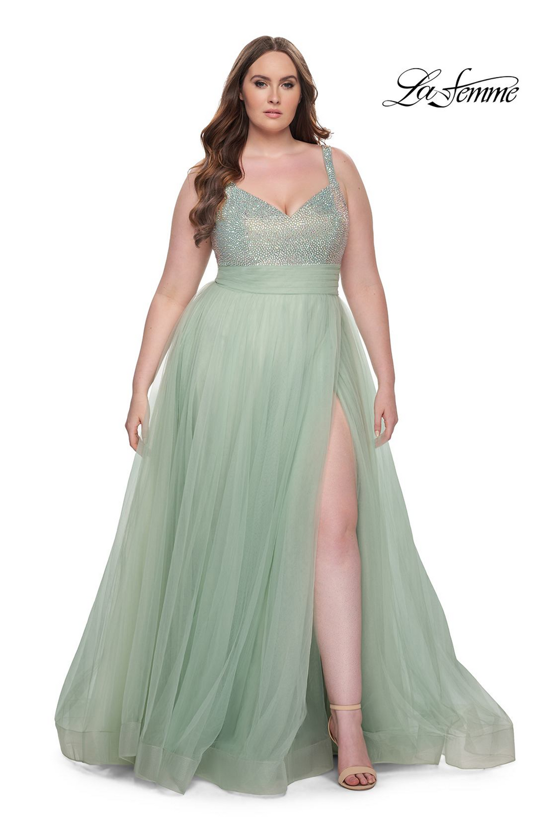La Femme 31251 Hot Stone Tulle Evening Dress Mydressline La Femme 31251 Hot Stone Tulle Evening Dress Mydressline