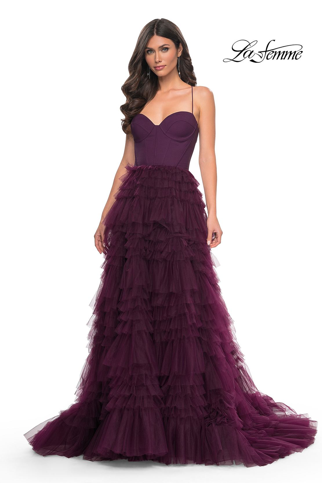 La Femme 32071 Jersey and Ruffle Tulle Evening Dress – Mydressline