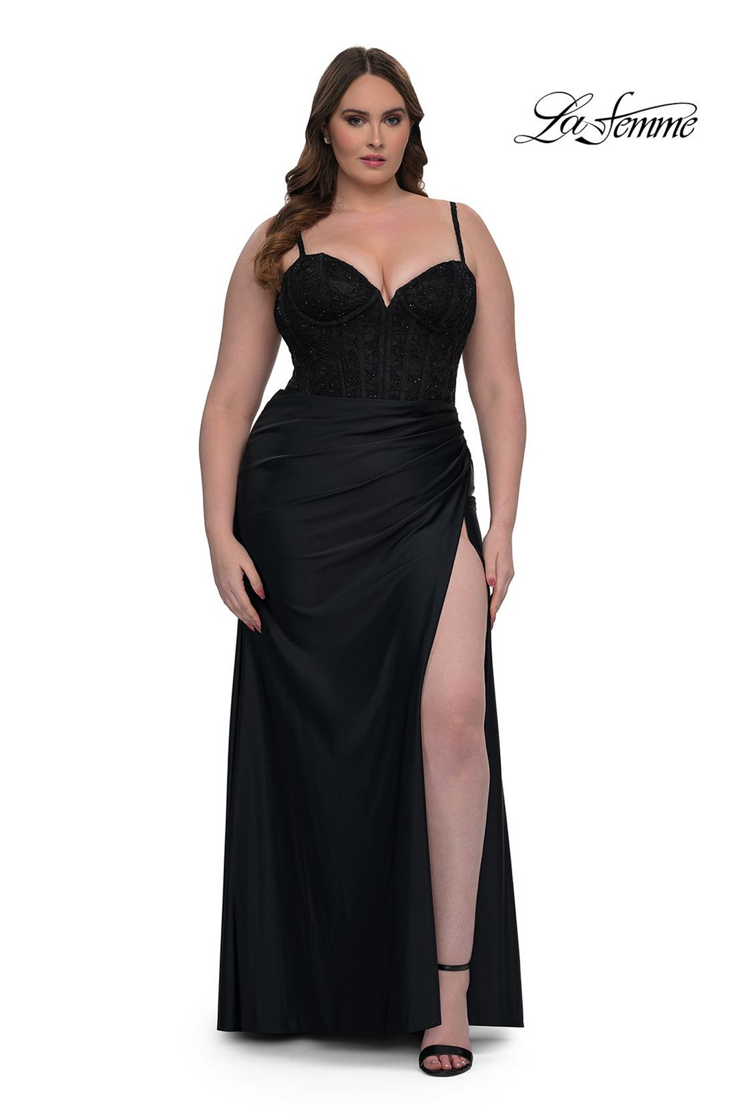 La Femme 32449 Satin Mermaid Evening Gown Mydressline La Femme 32449 Satin Mermaid Evening Gown Mydressline