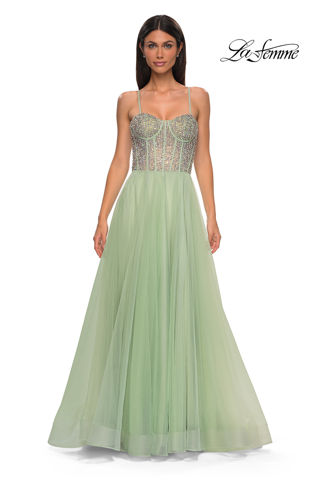La Femme 32703 Elegant Beaded Tulle Gown Mydressline La Femme 32703 Elegant Beaded Tulle Gown Mydressline