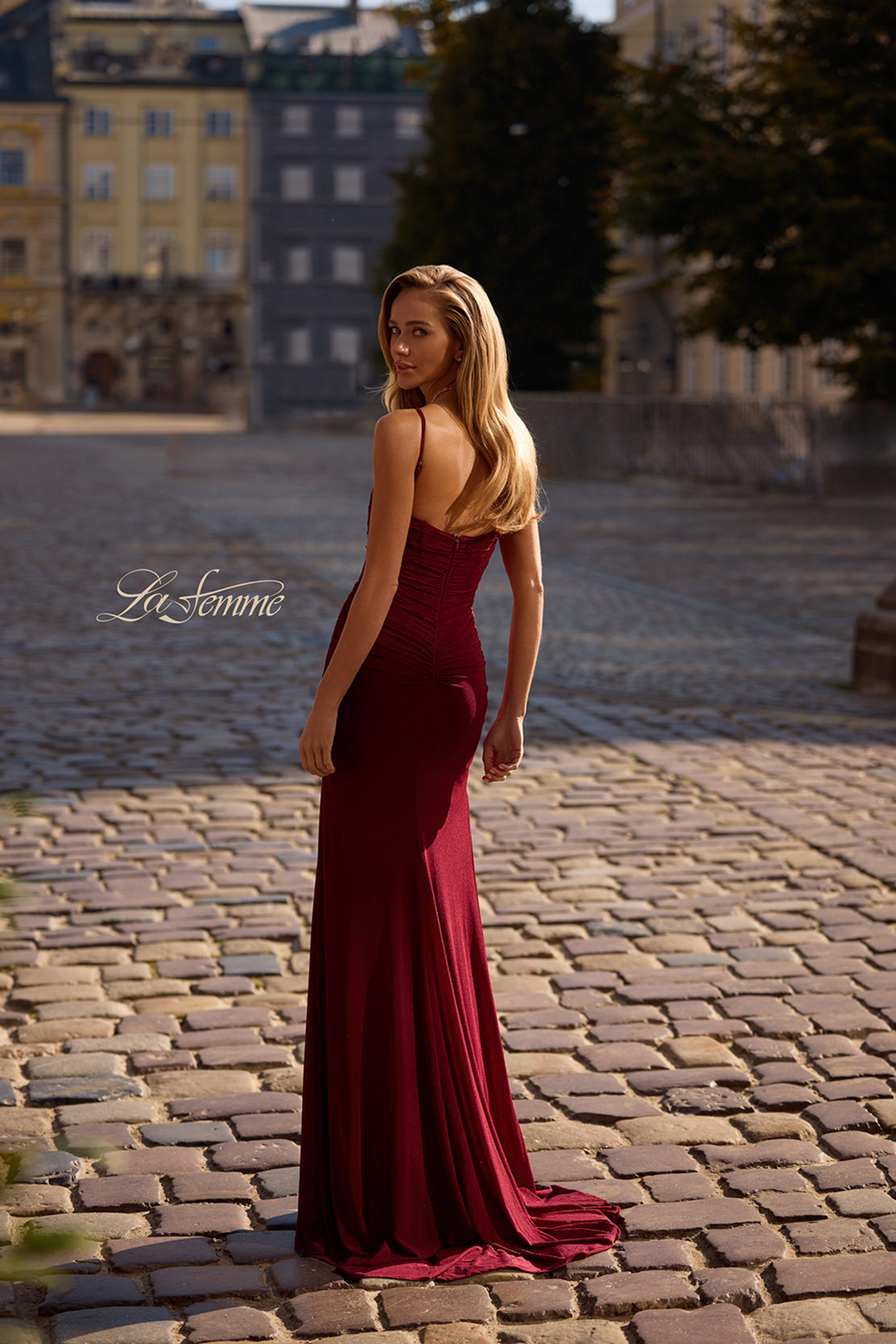 La Femme 32925 Satin Mermaid Evening Gown Mydressline La Femme 32925 Satin Mermaid Evening Gown Mydressline