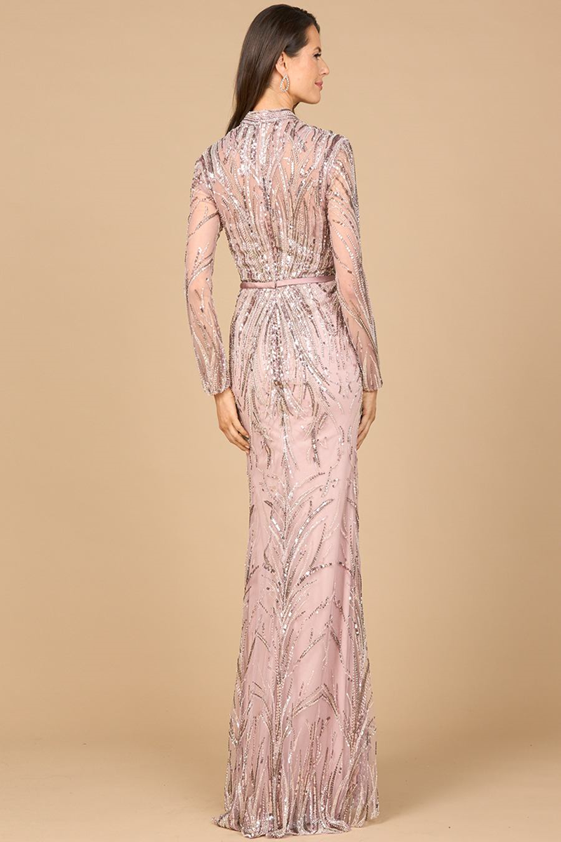 Lara 28948 Satin Beaded V-Neck Evening Gown Mydressline Lara 28948 Satin Beaded V-Neck Evening Gown Mydressline