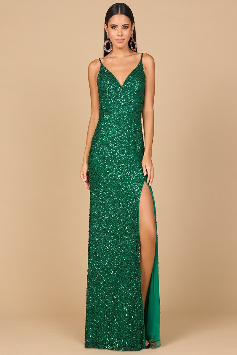 Lara 29310 Sequin Mermaid Evening Dress with Lace-Up Back Mydressline Lara 29310 Sequin Mermaid Evening Dress with Lace-Up Back Mydressline