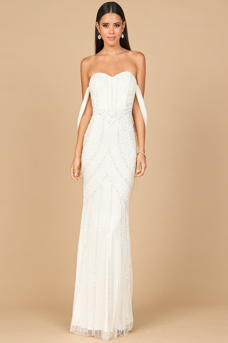 لارا 51198 – 51198 Satin Mermaid Evening Gown with Beading