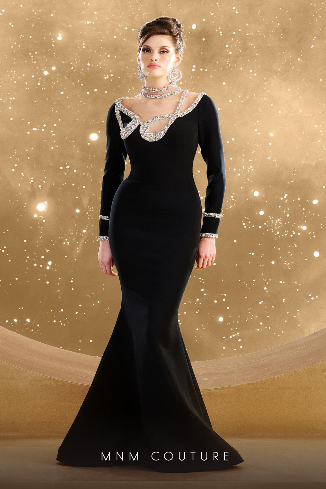 MNM Couture F02852 Long Crepe Evening Dress Mydressline MNM Couture F02852 Long Crepe Evening Dress Mydressline
