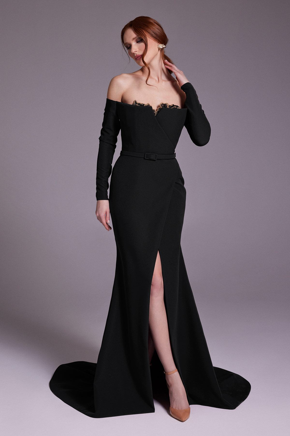 MNM Couture N0541 Long Crepe Dress with Slit – Mydressline