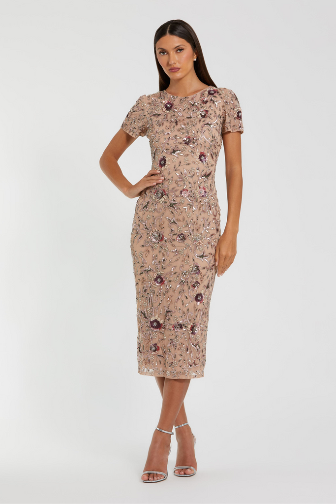 Mac Duggal 10102 Beaded Midi Dress for Cocktail Events Mydressline Mac Duggal 10102 Beaded Midi Dress for Cocktail Events Mydressline