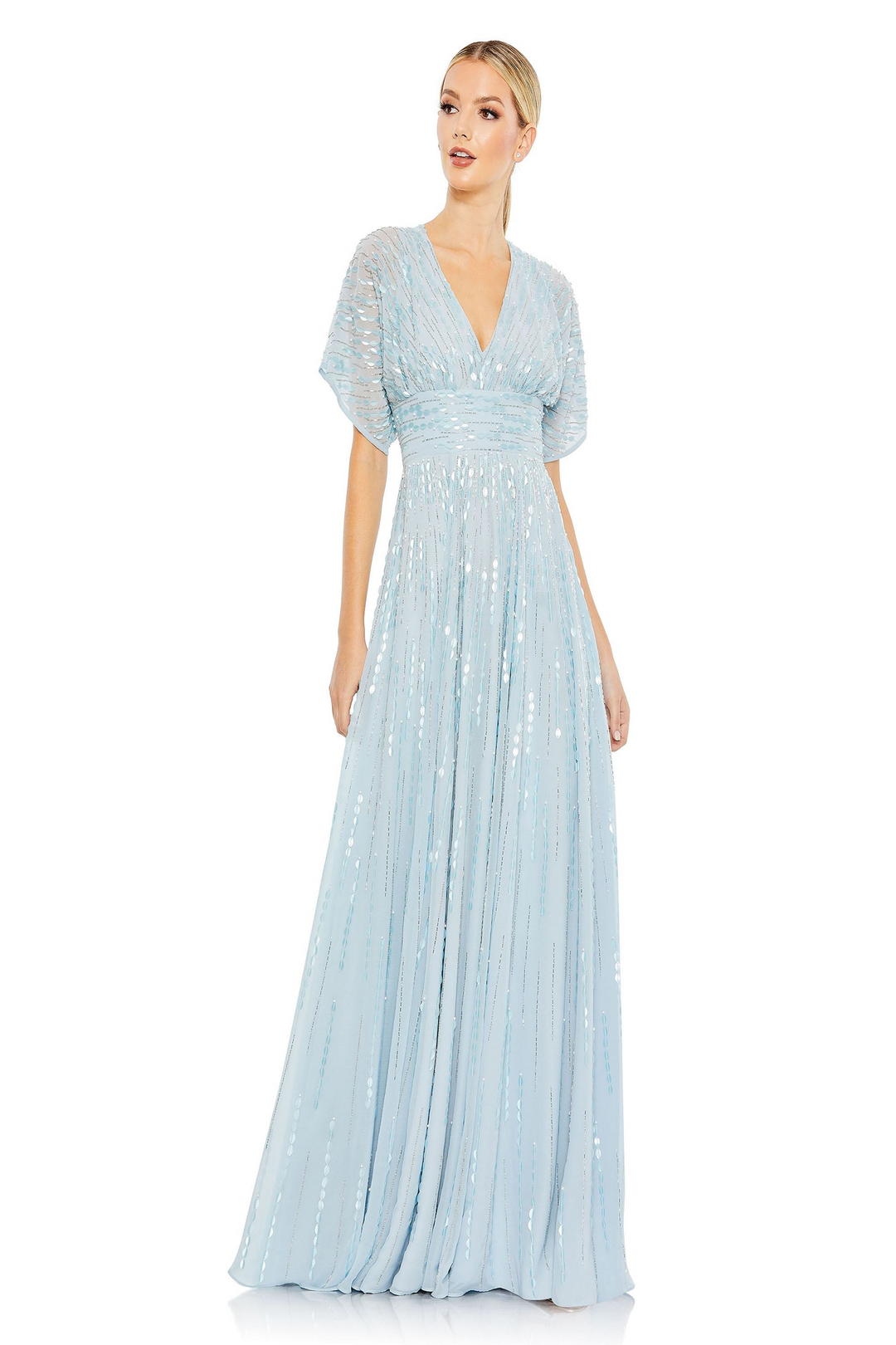mac duggal blue prom dress Shoulder-Bow Long Prom Dress: Mac Duggal 49454 Powder Blue / 0