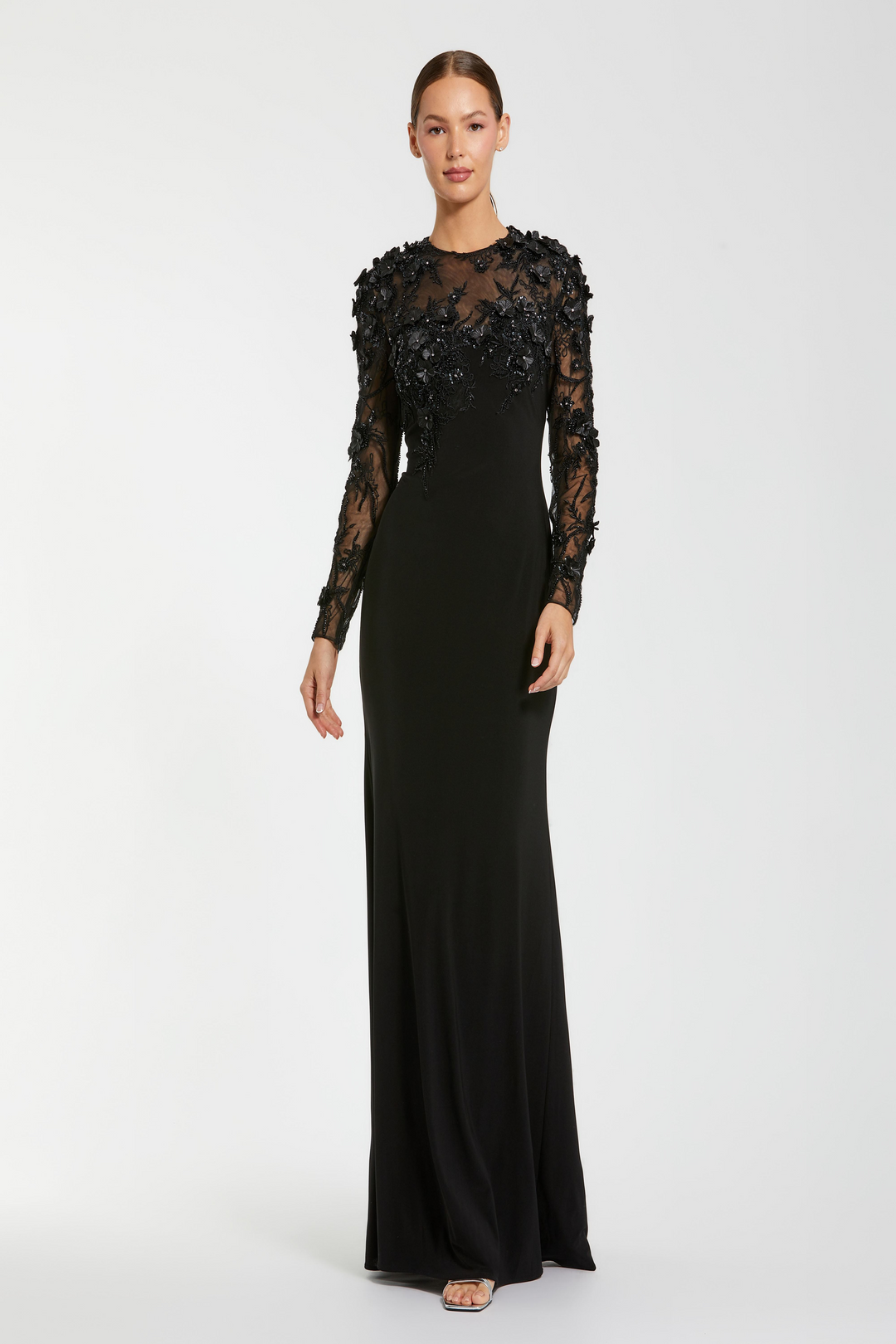 Mac Duggal 11841 Long Jersey Dress with Embroidery Mydressline Mac Duggal 11841 Long Jersey Dress with Embroidery Mydressline