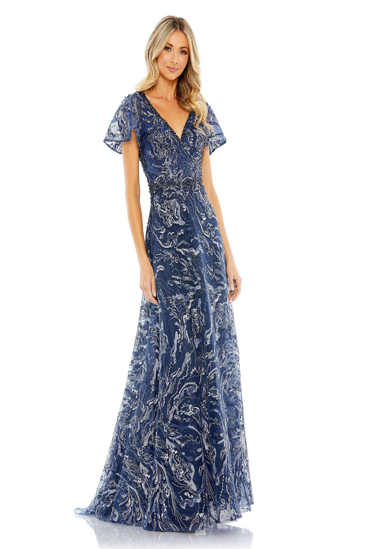 Mac Duggal 20301 A-line Gown with Hand-Applied Stones – Mydressline