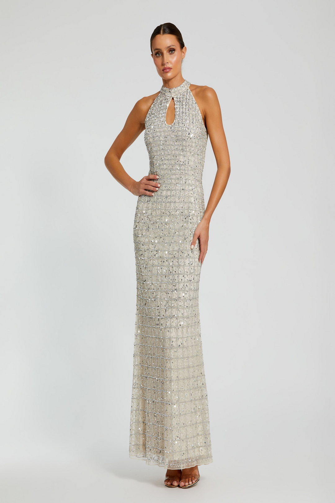 Mac Duggal 23018 Column Gown with Beaded Elegance Mydressline Mac Duggal 23018 Column Gown with Beaded Elegance Mydressline