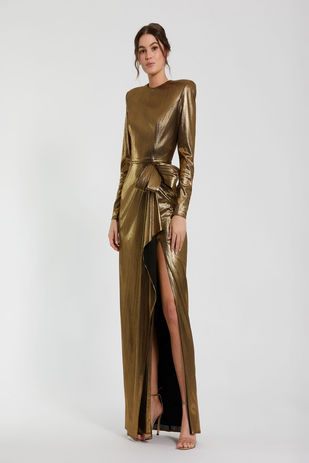 Mac Duggal 27206: Metallic Long Evening Dress Mydressline Mac Duggal 27206: Metallic Long Evening Dress Mydressline