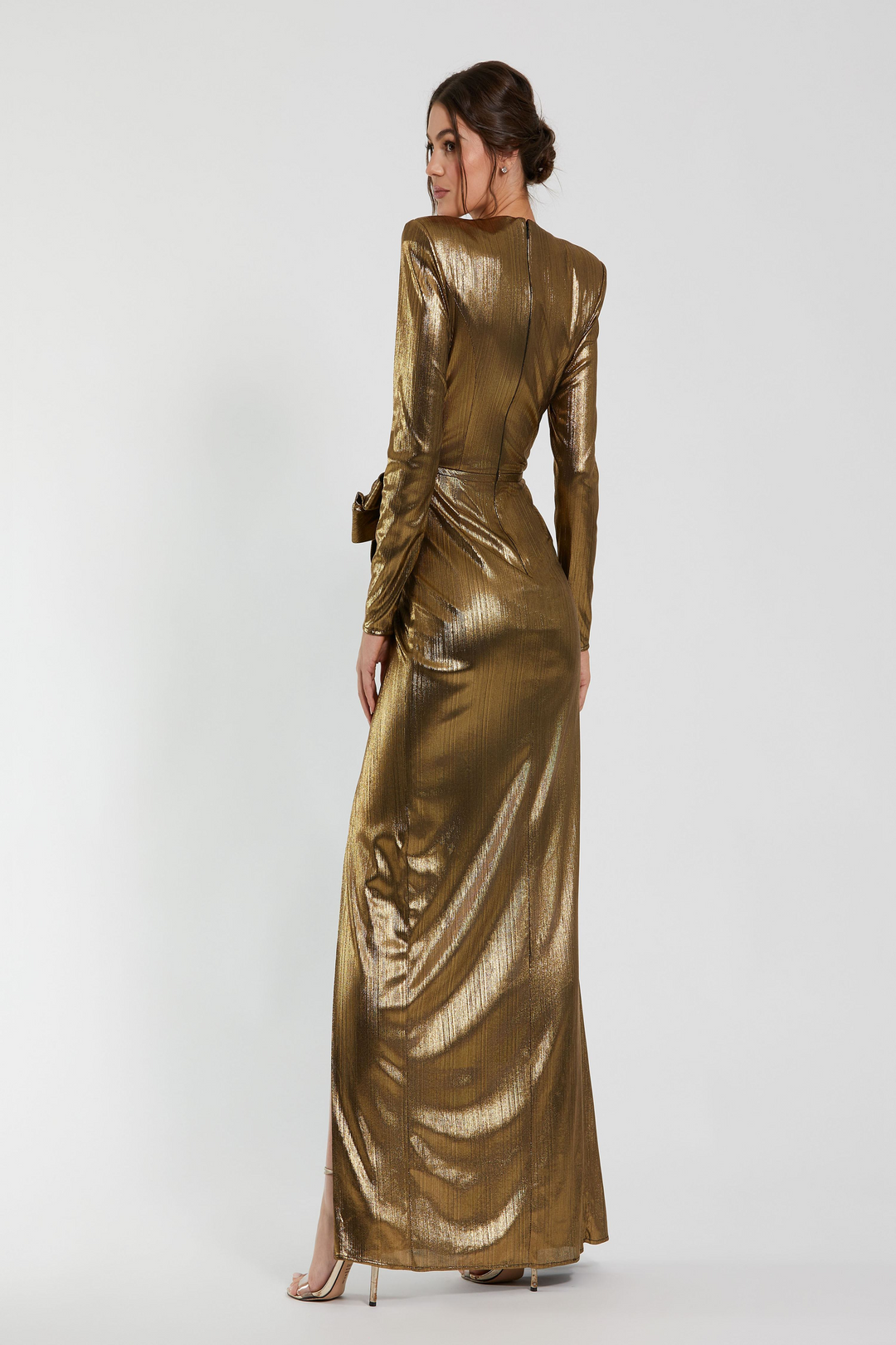 Mac Duggal 27206: Metallic Long Evening Dress Mydressline Mac Duggal 27206: Metallic Long Evening Dress Mydressline