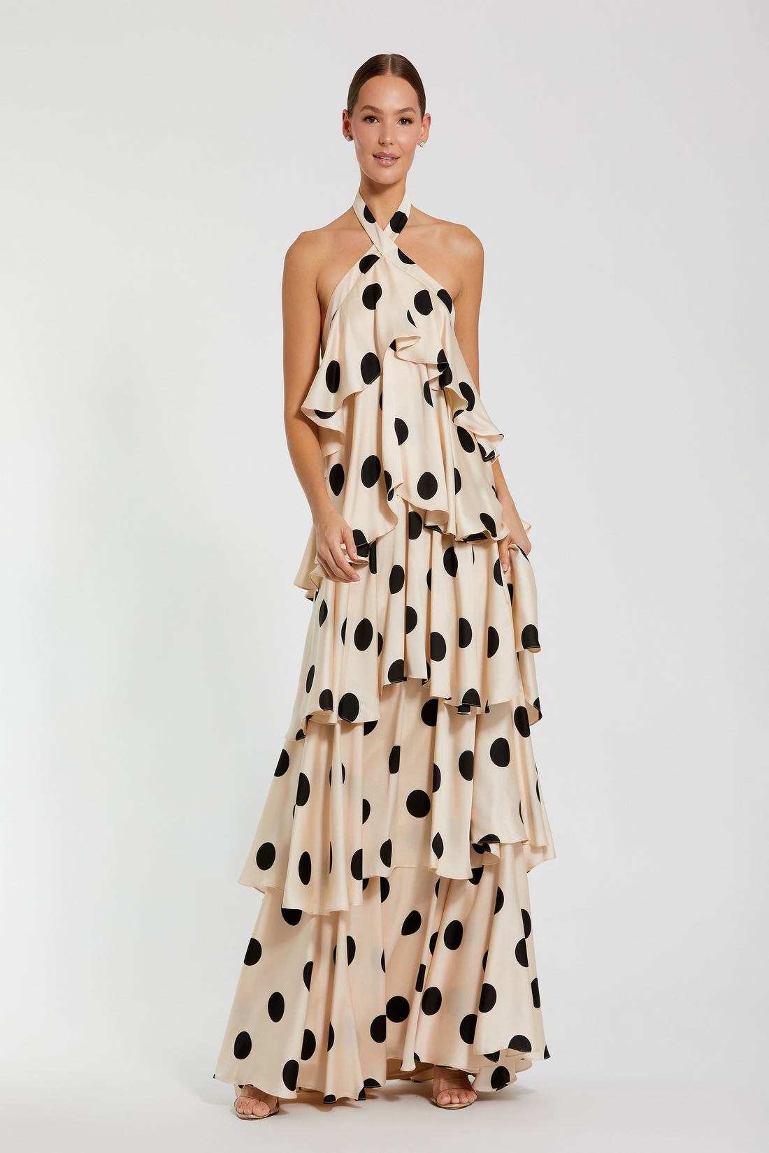 ماك دوغال 27540 – 27540 Satin A-Line Gown with Ruffles