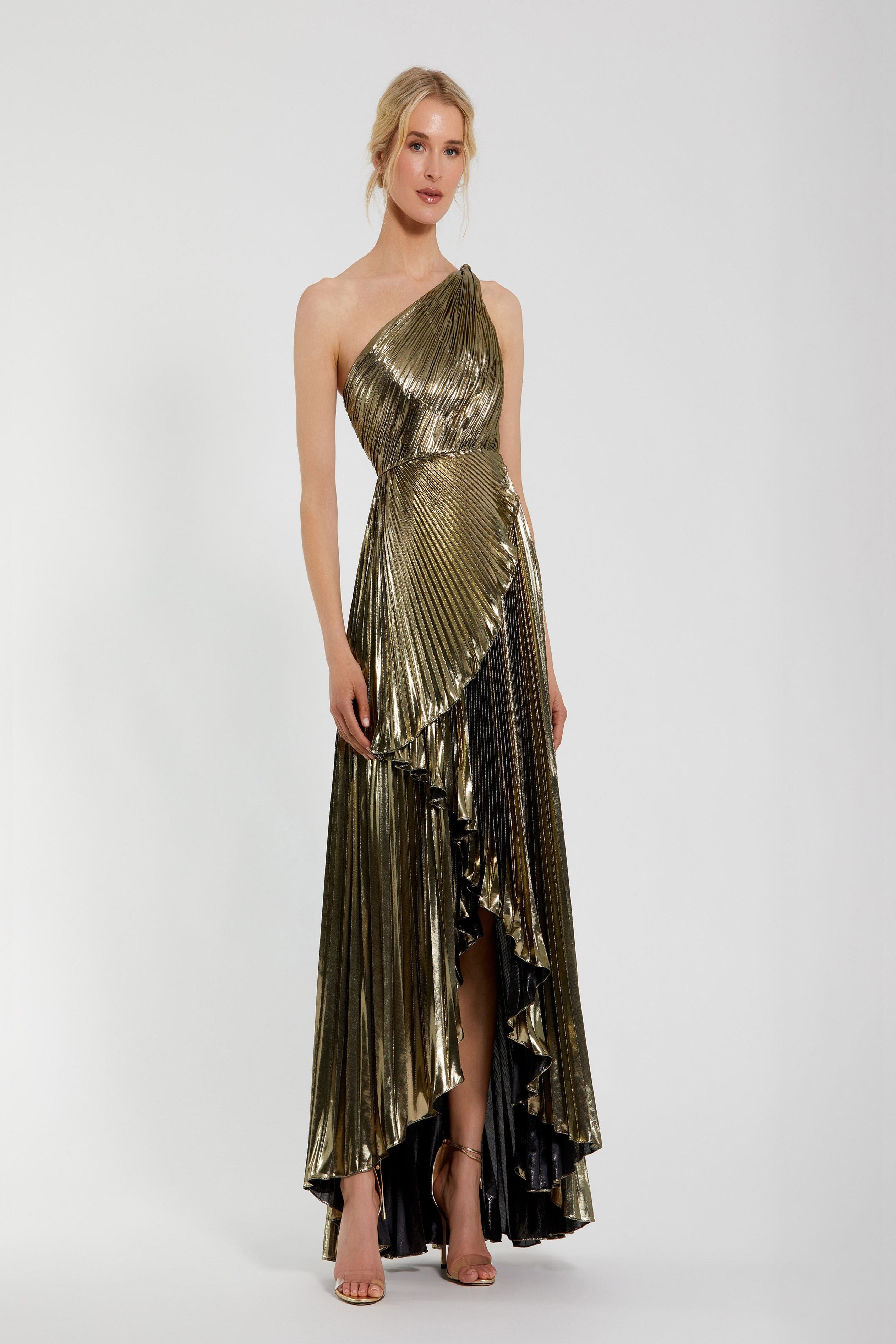 MAC DUGGAL マック ドゥガル プリーツシフォン Vネックガウン MAC DUGGAL プリーツシフォン Vネック ロングガウン (Mac Duggal
