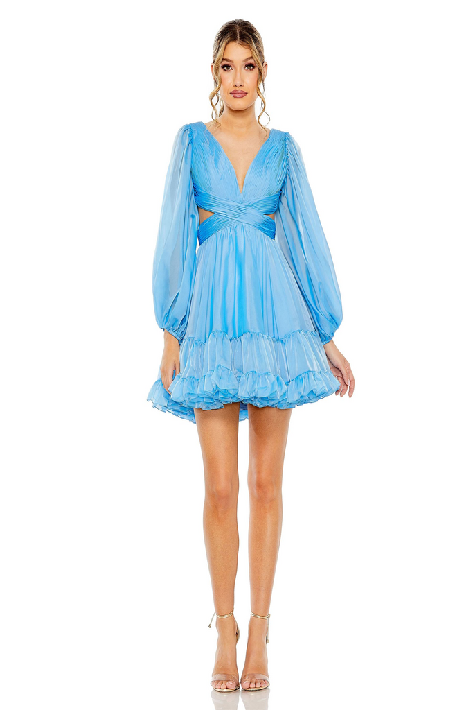 slim fit dress slacks Mac Duggal Women's Lace A-Line Gown - Powder Blue main image 1