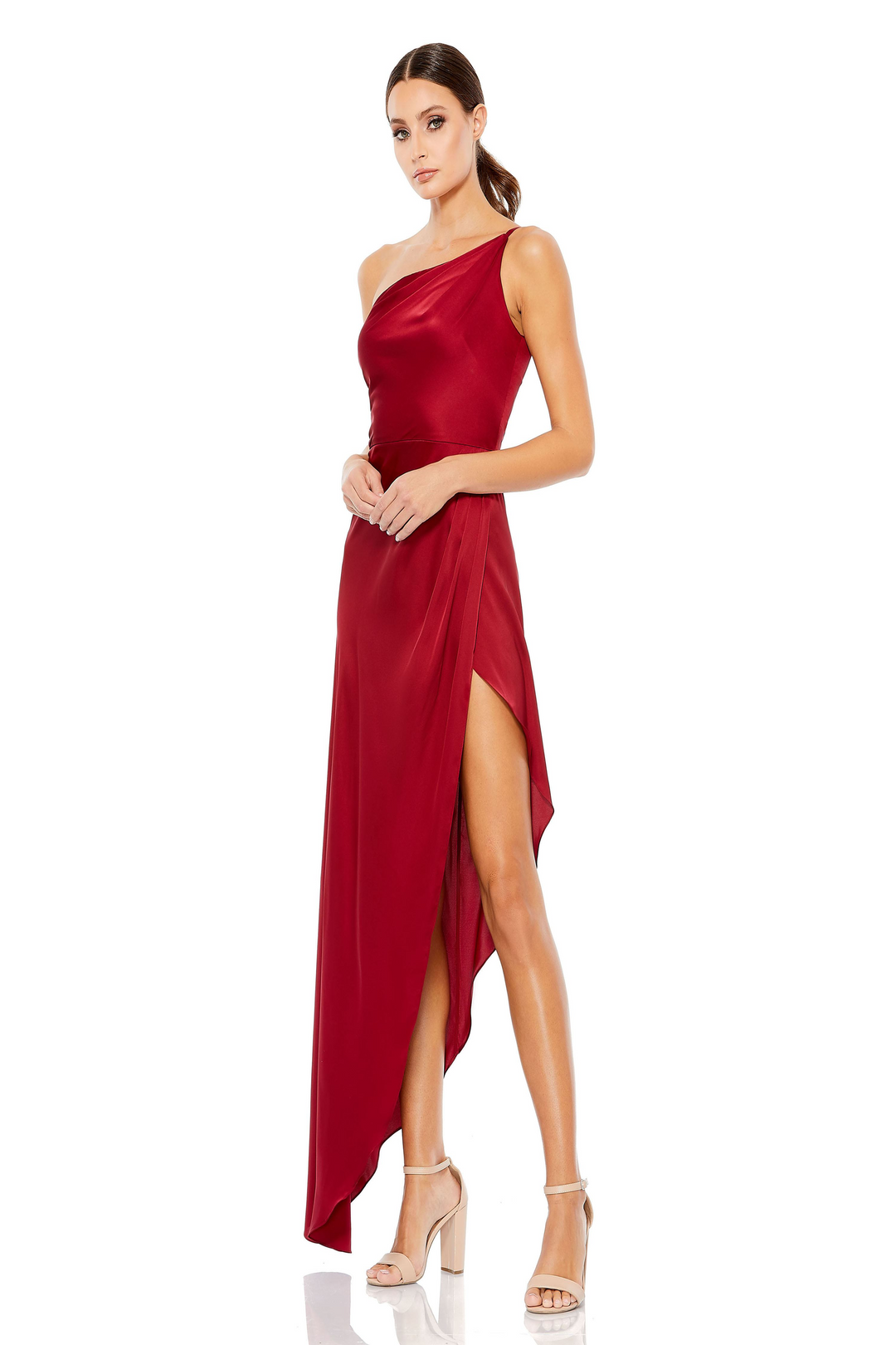 Mac Duggal 70177: Asymmetrical Satin Evening Gown Mydressline Mac Duggal 70177: Asymmetrical Satin Evening Gown Mydressline