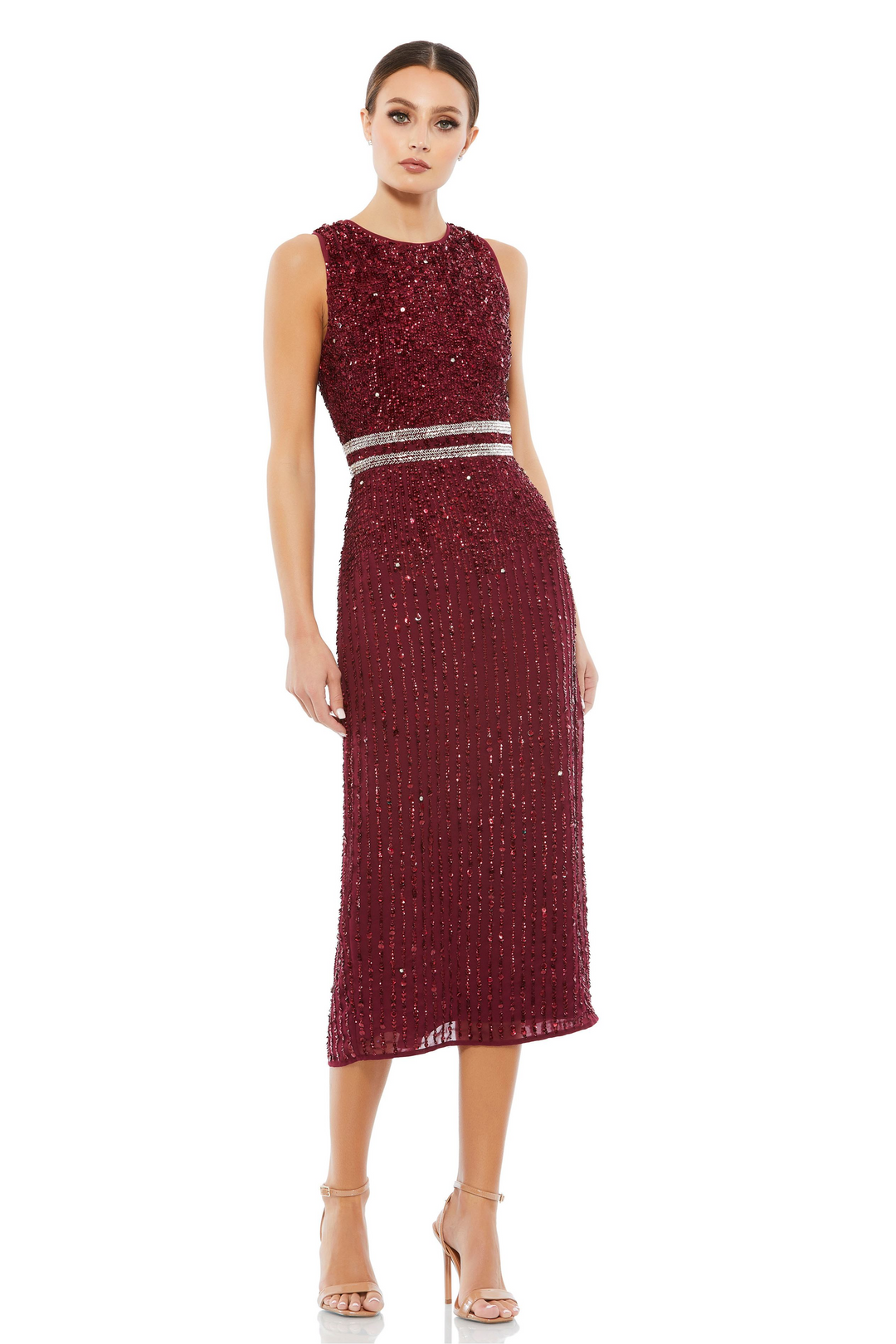 Mac Duggal A10509 Beaded Midi Dress for Cocktails – Mydressline