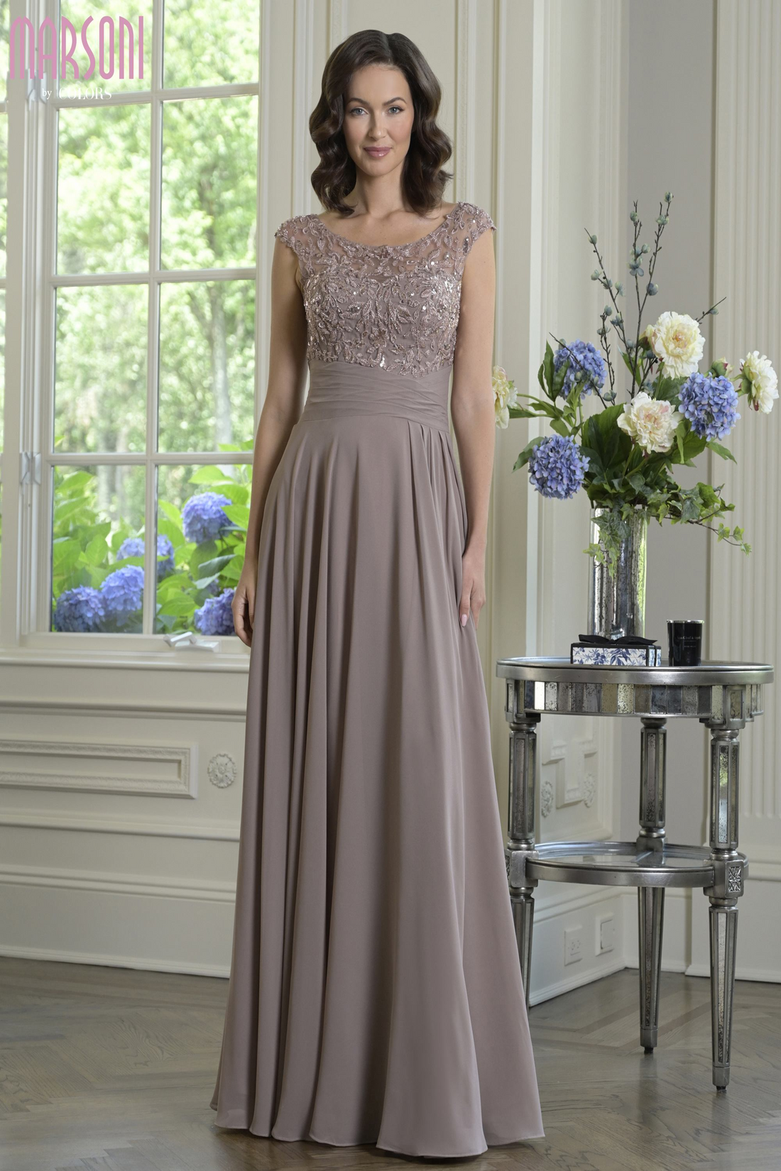 Marsoni M335 – A-Line Chiffon Evening Dress