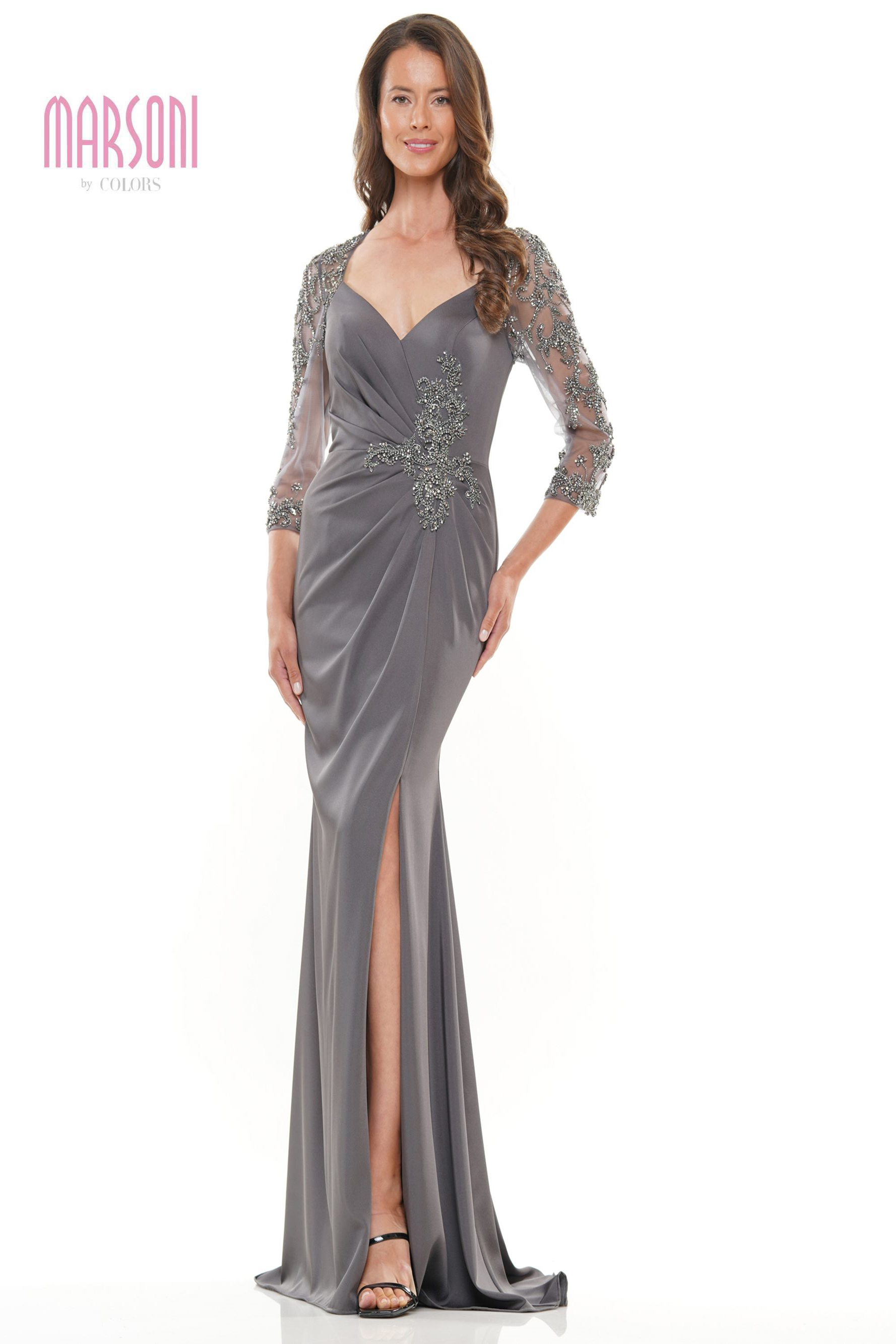 Marsoni MV1070 Lace & Crepe Mother of the Bride Dress – Mydressline